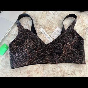 Lu Lu lemon like nothing bra nbw black with pink floral